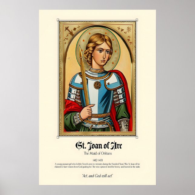 Affiche St. Joan of Arc Art Print Medieval Christian (Devant)