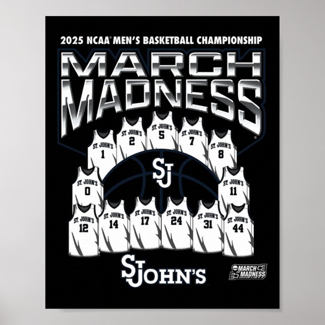 Affiche St. John's March Madness 2025 Men's Sketll Nil  (Devant)