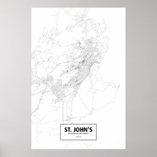 Affiche St. John's, Terre-Neuve-et-Labrador (noir sur blan