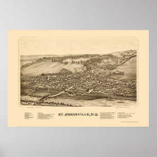 Affiche St Johnsville, carte panoramique de NY - 1890