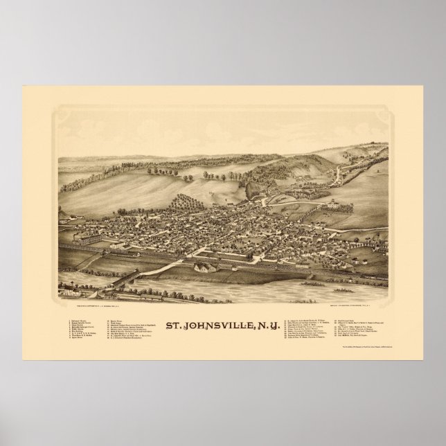 Affiche St. Johnsville, NY Carte panoramique - 1890 (Devant)