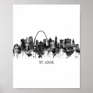 Affiche St. Louis Missouri Skyline BW