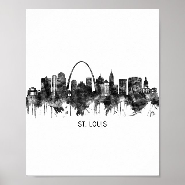 Affiche St. Louis Missouri Skyline BW (Devant)