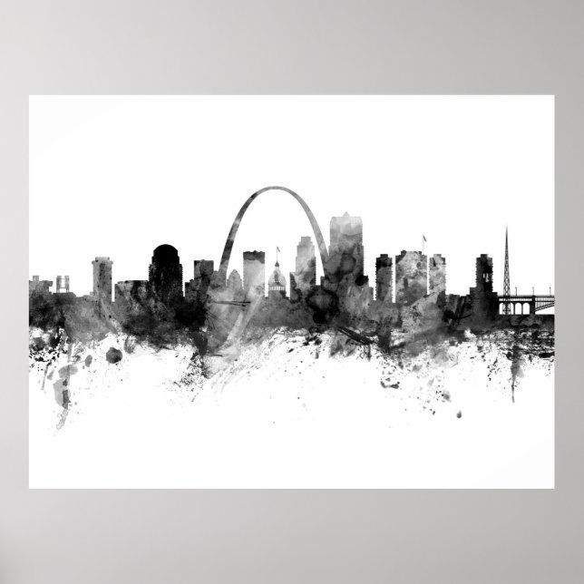 Affiche St Louis Missouri Skyline noir blanc (Devant)
