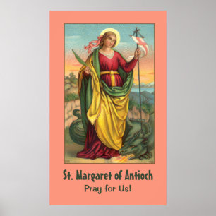 Affiche St Margaret avec le dragon et la bannière de résur