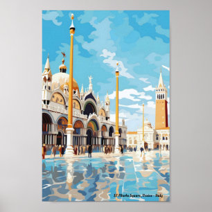 Affiche St Marks Carré Venice Italie Vintage voyage