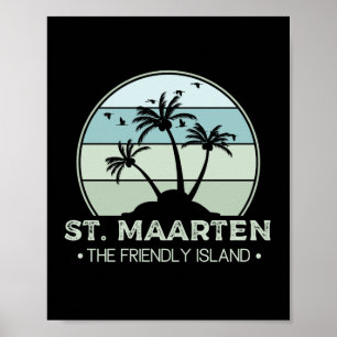 Affiche St Martin Le sympathique rétro de l'île Sint Mar