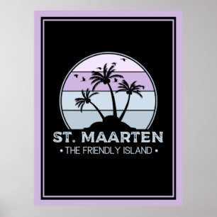 Affiche St Martin Le sympathique rétro de l'île Sint Marti