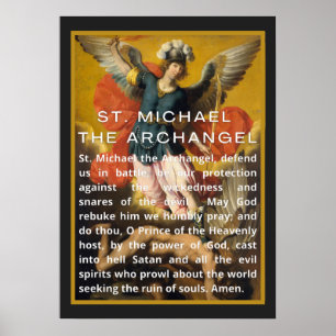 Affiche St. Michael the Archangel Prayer with White Text