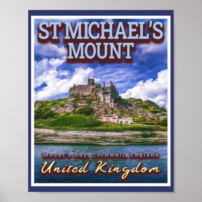 AFFICHE ST MICHAELS MONT - MOUNTS BAY CORNWALL ANGLETERRE (Devant)