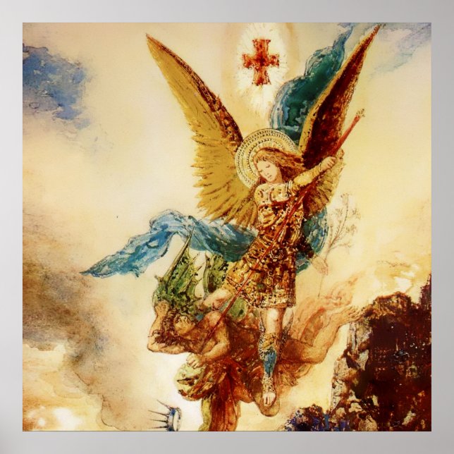 Affiche “St Micheal Vanquishing Satan” by Gustave Moreau (Devant)