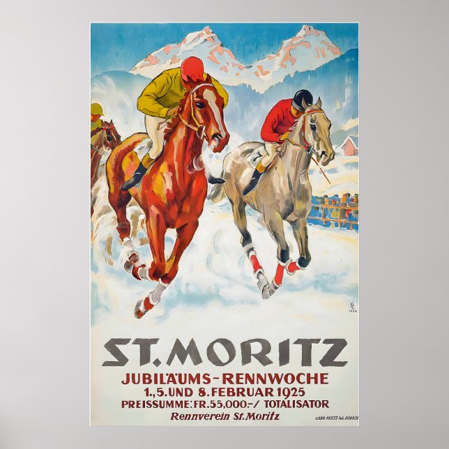 Affiche St Moritz Jubiläums-Rennwoche 1925 Switzerland (Devant)