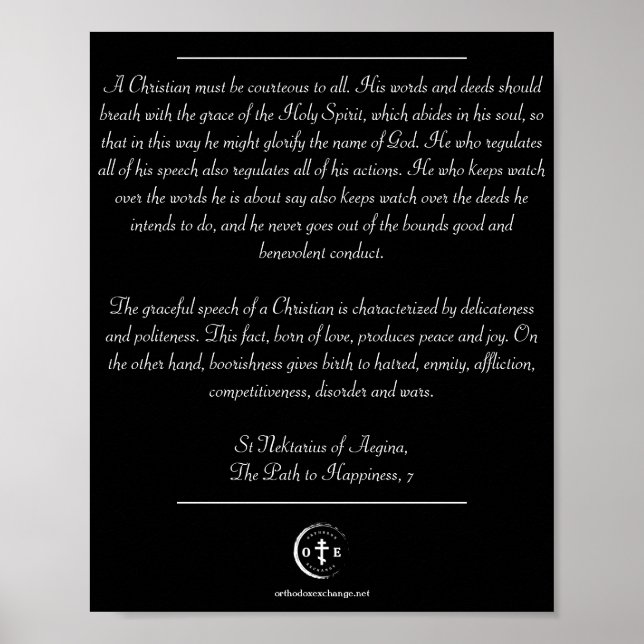 Affiche St Nektarios Sur Le Comportement Chrétien (Devant)