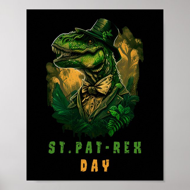 Affiche St Pat Trex Day Leprechaun Dinosaur Dino Happy St (Devant)