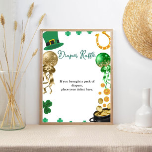 Affiche St Patrick Baby shower d'aquarelle tombole