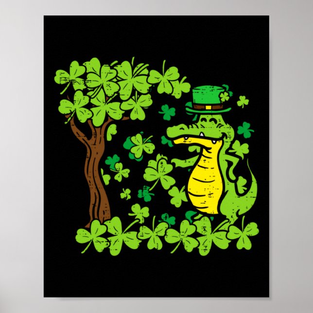 Affiche St Patrick Day Alligator Shamrock Saint Pattys Men (Devant)