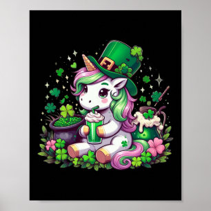 Affiche St Patrick Day Tee - shirt Irlande Unicorn Girls F
