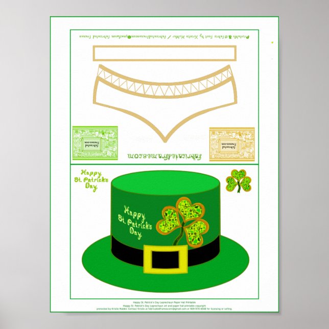 Affiche St Patrick Leprechaun Card Party Casquette pdf Pos (Devant)