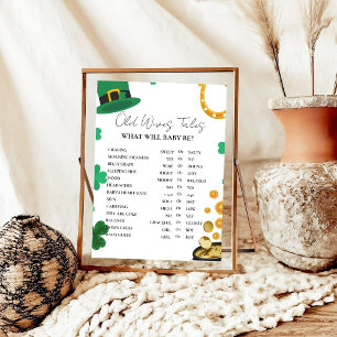 Affiche St Patrick Old WI Tves Baby shower Jeu