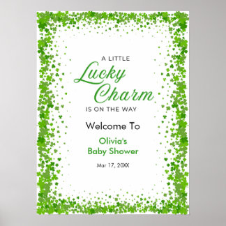 Affiche St Patrick's Day A Little Lucky Charm Baby Shower 