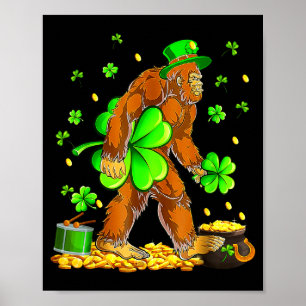 Affiche St patricks day bigfoot sasquatch trèfle hommes
