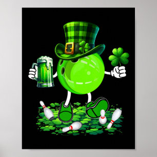 Affiche St. Patrick's Day Bowling Drinking Beer Lover Joue