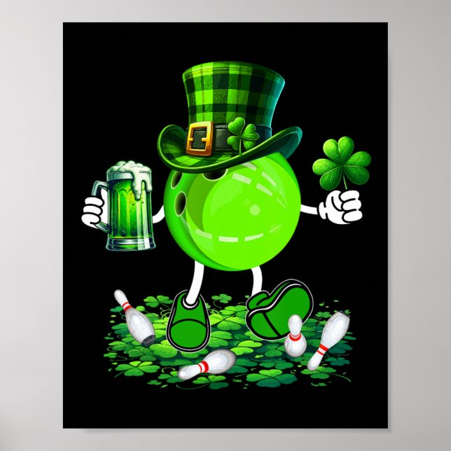 Affiche St. Patrick's Day Bowling Drinking Beer Lover Joue (Devant)
