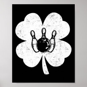 Affiche St Patrick's Day Bowling Irish Shamrock Bowling Lo