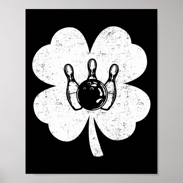 Affiche St Patrick's Day Bowling Irish Shamrock Bowling Lo (Devant)