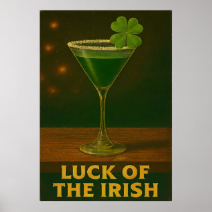 Affiche St. Patrick's Day Chanceux des Irlandais Martini T