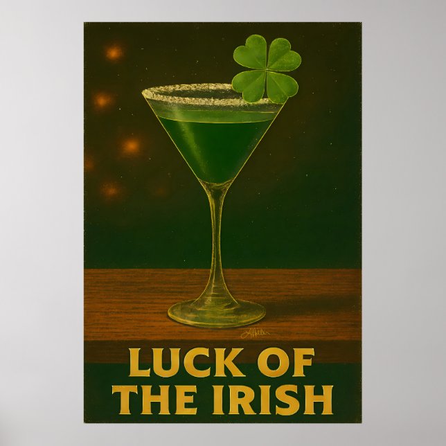 Affiche St. Patrick's Day Chanceux des Irlandais Martini T (Devant)