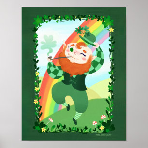 Affiche St. Patrick's Day Cute Leprechaun Art Imprimer