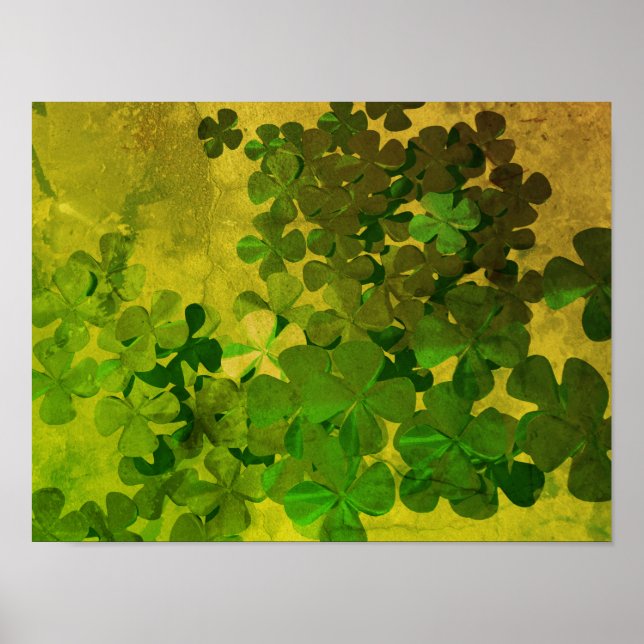 Affiche St. Patrick's Day et Good Luck, ‎ trèfle à quatre  (Devant)