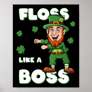 Affiche St Patricks Day Floss Like A Boss Leprechaun Garço