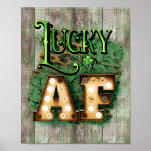 Affiche St. Patrick's Day Lucky AF Irish Marquee Lights