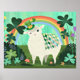 Affiche St. Patrick's Day Lucky Lamb Art