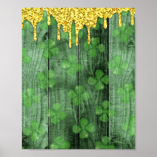 Affiche St. Patrick's Day Shamrock Parties scintillant Gol (Devant)