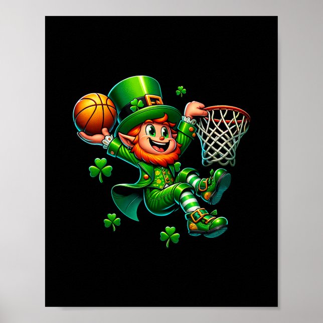 Affiche St Patrick's Day Sketll Irish Leprechaun Slam Dunk (Devant)