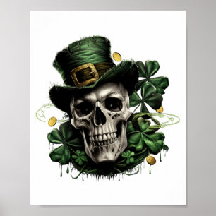 Affiche St Patricks Day T-shirt crâne irlandais sombre ave