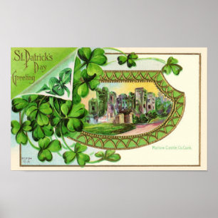 Affiche St. Patrick's Day Vintage Ireland Castle