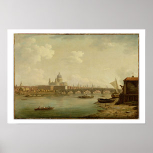 Affiche St Paul et pont de Blackfriars, Londres, c.1770-