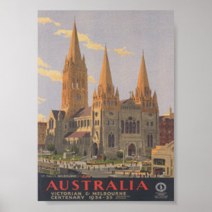 Affiche St. Pauls, Melbourne Australie Vintage voyage