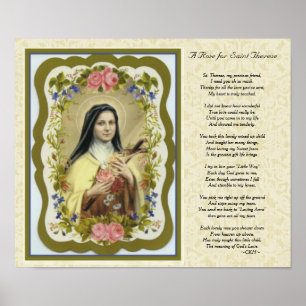 Affiche St personnalisable Therese peu de poème de fleur