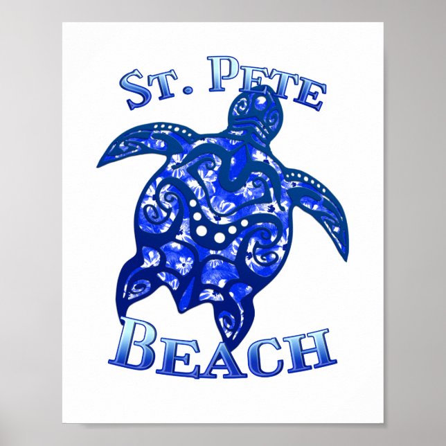 Affiche St Pete Beach Floride Vacances Tortue Tribale (Devant)