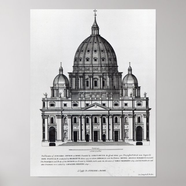 Affiche St. Peter's, Rome, gravée par C. Campbell (Devant)
