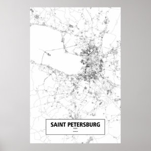 Affiche St Petersbourg, Russie (noir sur le blanc)