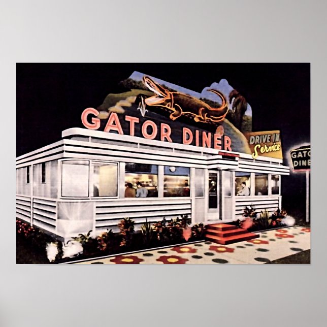 Affiche St. Petersburg, Floride Gator Diner Restaurant (Devant)