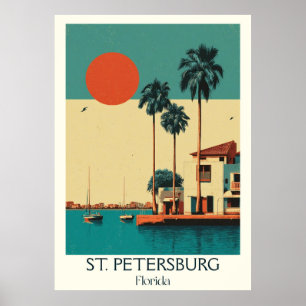 Affiche St. Petersburg Floride Vintage Skyline Travel Art