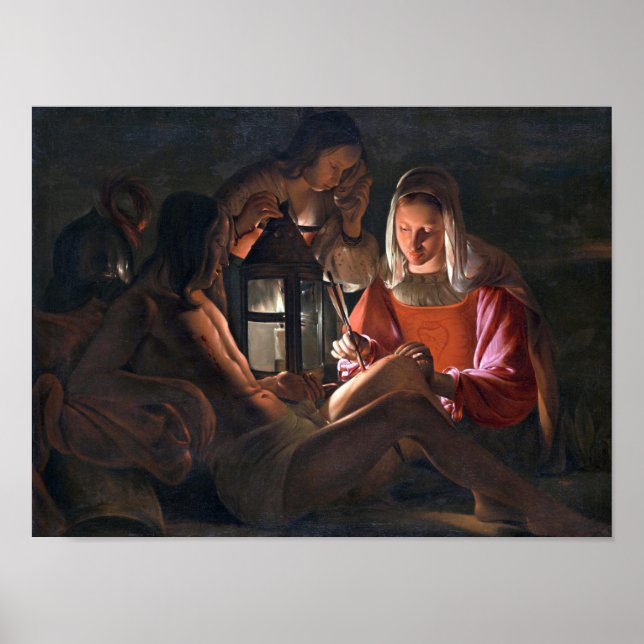 Affiche St. Sebastian Embracé par Irène, La Tour (Devant)