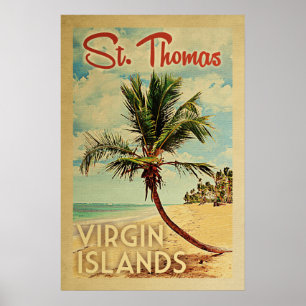 Affiche St Thomas Palm Tree Vintage Travel